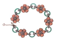 Bracciale con corallo, calcedonio, rubini e diamanti - Asta Preziosi Bracciale con corallo, calcedonio, rubini e diamanti - Asta Preziosi
