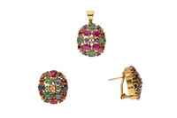 Demi parure con diamanti, rubini, zaffiri, smeraldi, piccole pietre rosse - Asta Preziosi Demi parure con diamanti, rubini, zaffiri, smeraldi, piccole pietre rosse - Asta Preziosi