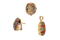 Demi parure con diamanti, rubini, zaffiri, smeraldi, piccole pietre rosse - Asta Preziosi Demi parure con diamanti, rubini, zaffiri, smeraldi, piccole pietre rosse - Asta Preziosi