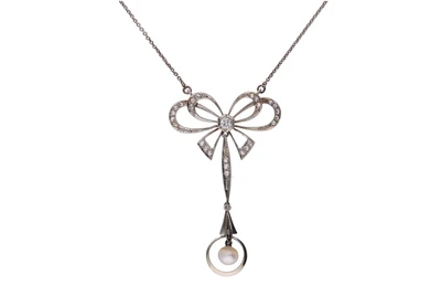 Collana con diamanti e perlina - Asta Preziosi Collana con diamanti e perlina - Asta Preziosi