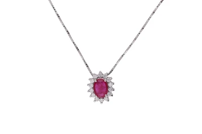 Collier con diamanti e pietra rossa - Asta Preziosi Collier con diamanti e pietra rossa - Asta Preziosi