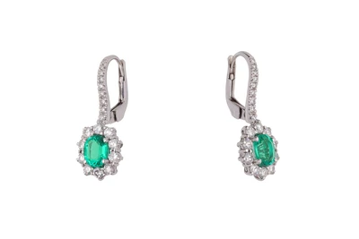 Orecchini con diamanti e pietre verdi - Asta Preziosi Orecchini con diamanti e pietre verdi - Asta Preziosi
