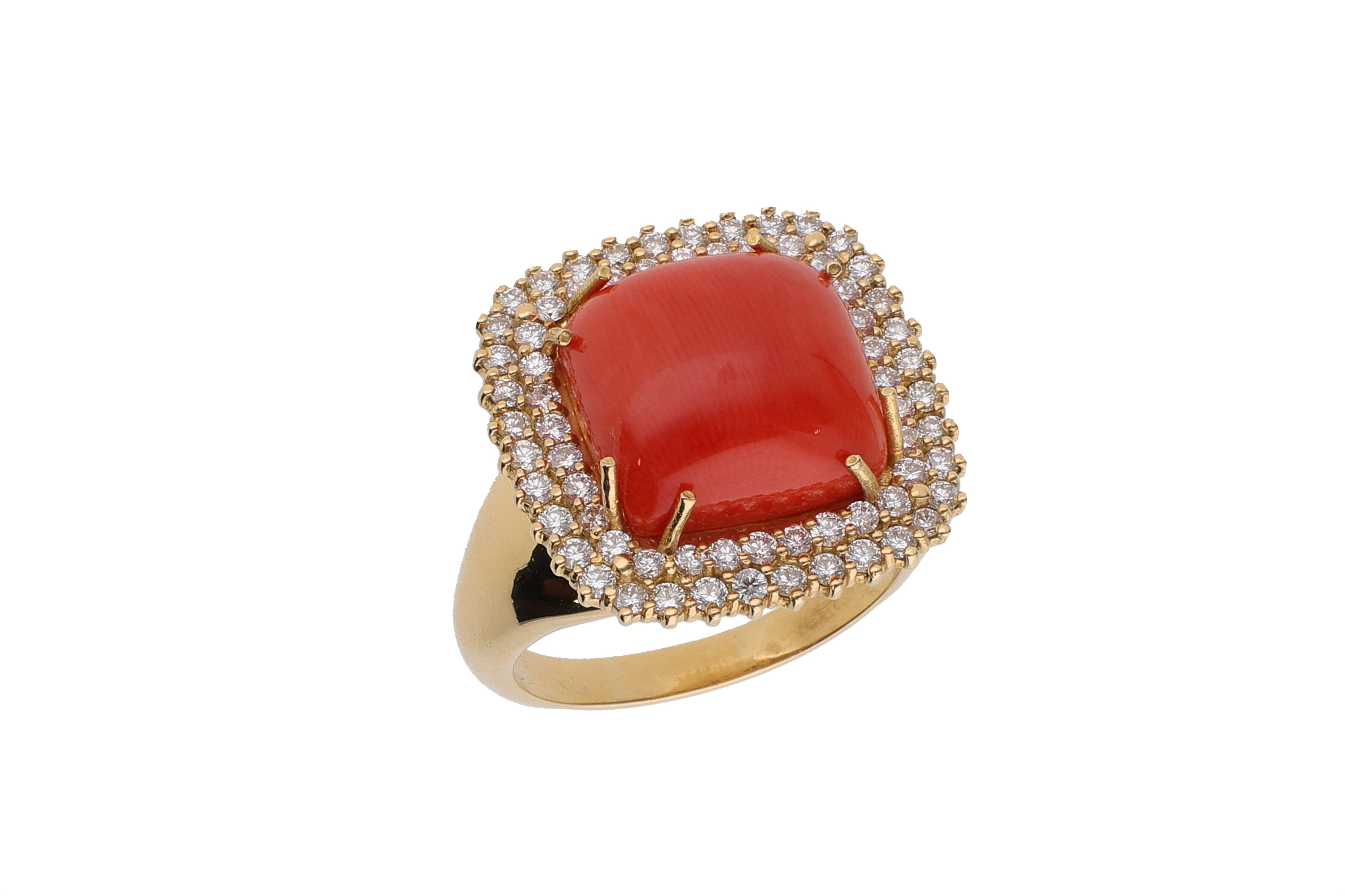 Anello con diamanti e corallo - Asta Preziosi