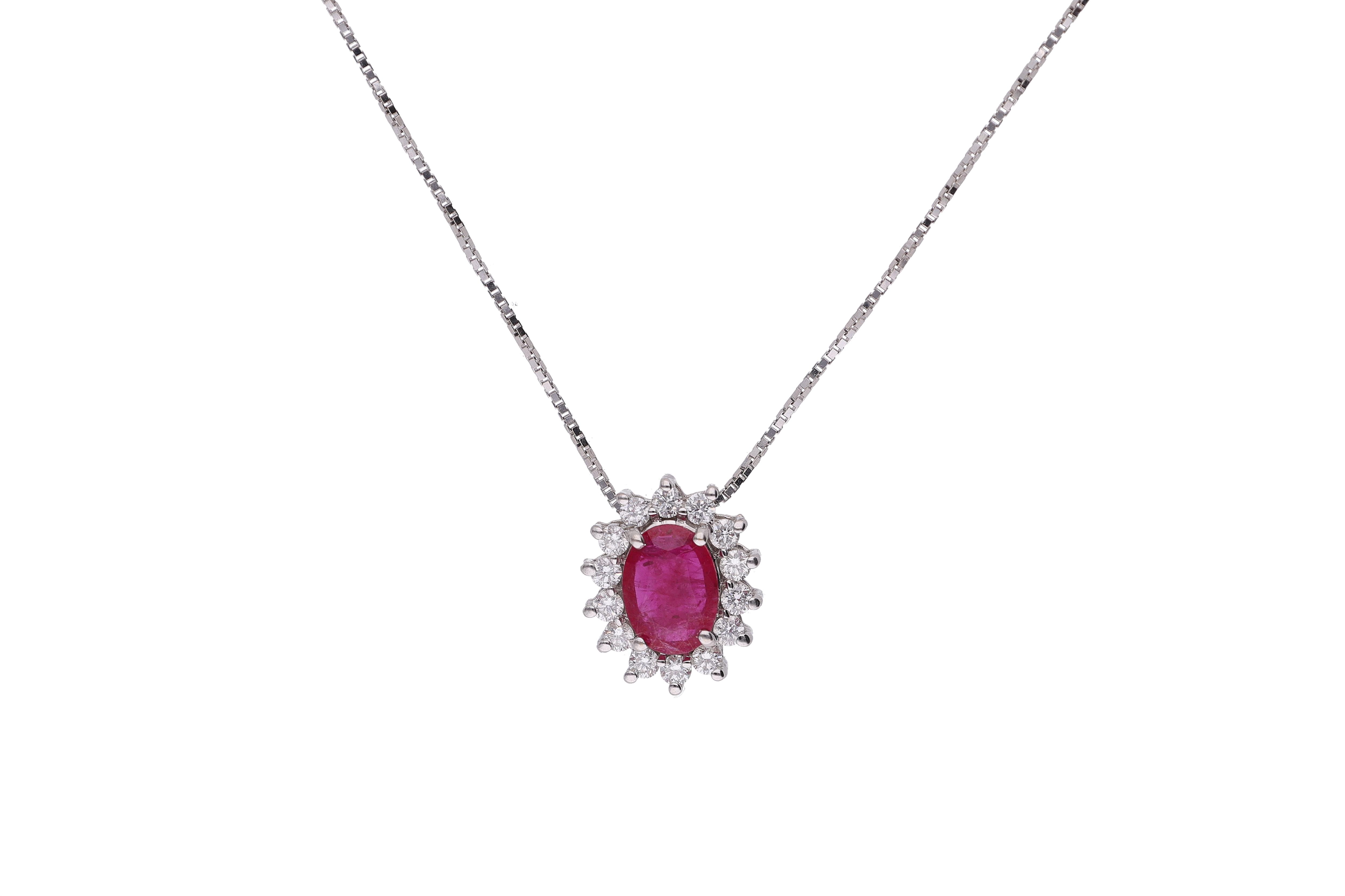 Collier con diamanti e pietra rossa - Asta Preziosi