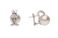 Coppia di orecchini con perle coltivate e diamanti - Asta Preziosi Coppia di orecchini con perle coltivate e diamanti - Asta Preziosi