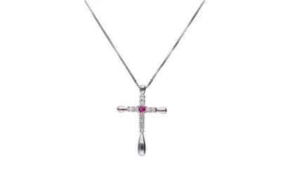 Collana e pendente con diamanti e rubino - Asta Preziosi Collana e pendente con diamanti e rubino - Asta Preziosi