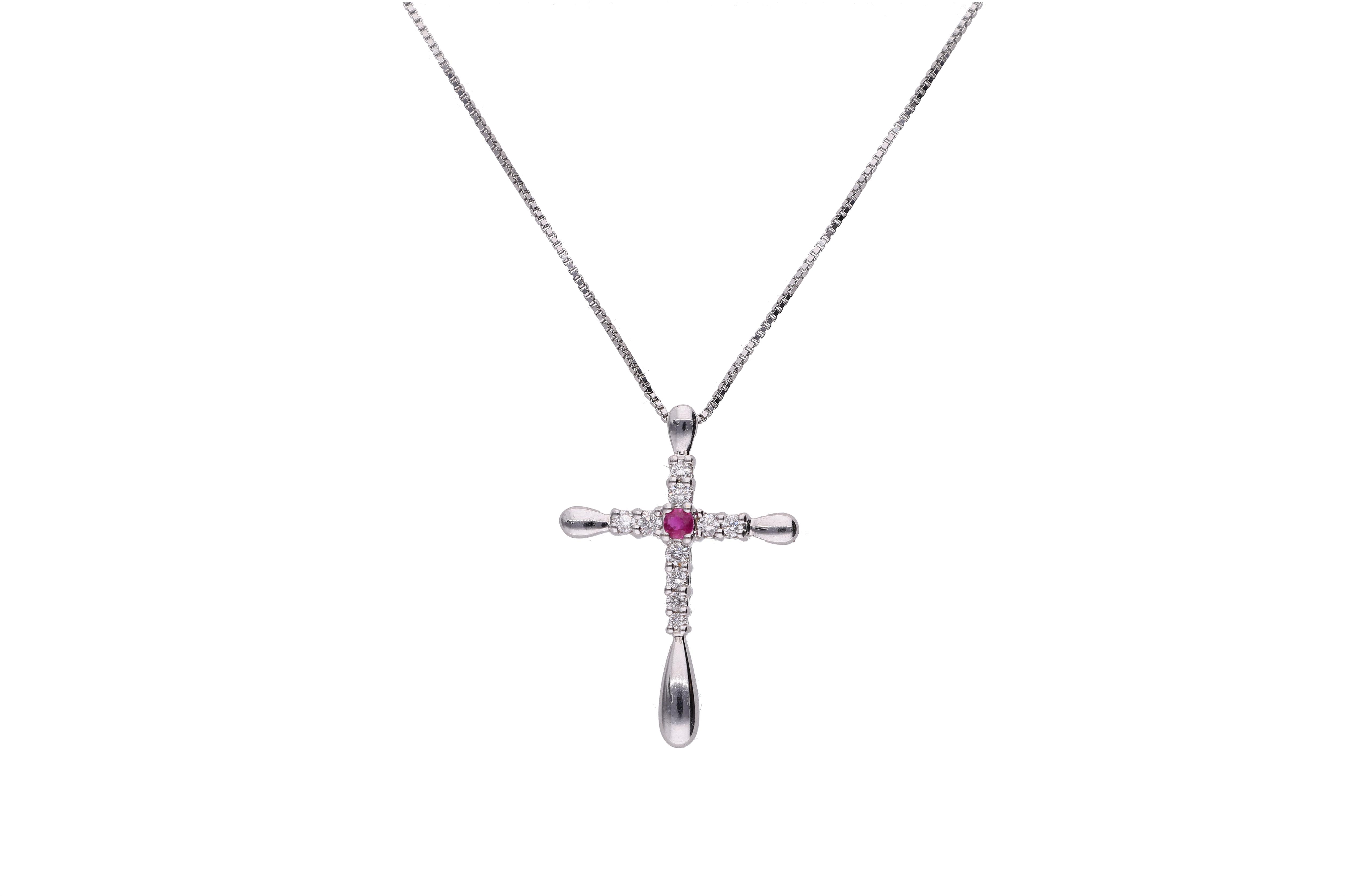 Collana e pendente con diamanti e rubino - Asta Preziosi