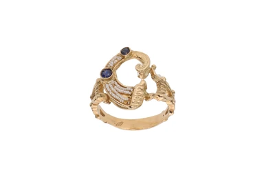Anello con microperle e zaffiri - Asta Preziosi Anello con microperle e zaffiri - Asta Preziosi