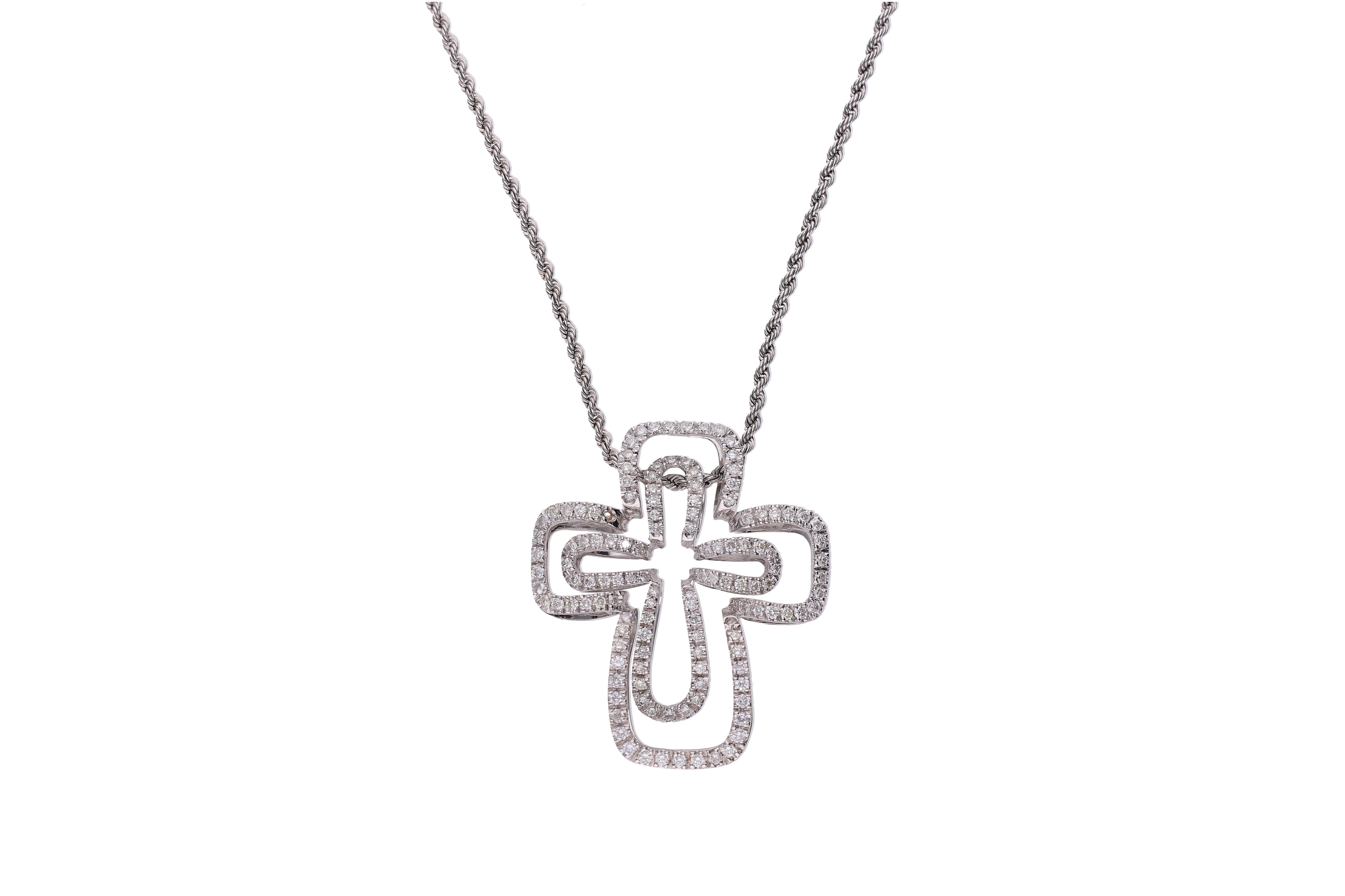 Collana e pendente a forma di croce scomponibile con diamanti - Asta Preziosi