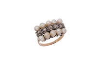 Anello con perle coltivate e diamanti - Asta Preziosi