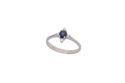 Anello con pietra blu e diamanti - Asta Preziosi