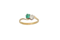 Anello con smeraldo e diamante - Asta Preziosi
