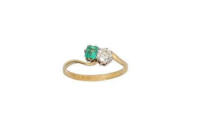 Anello con smeraldo e diamante - Asta Preziosi