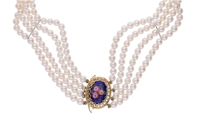 Choker con perle coltivate e smalti - Asta Preziosi Choker con perle coltivate e smalti - Asta Preziosi