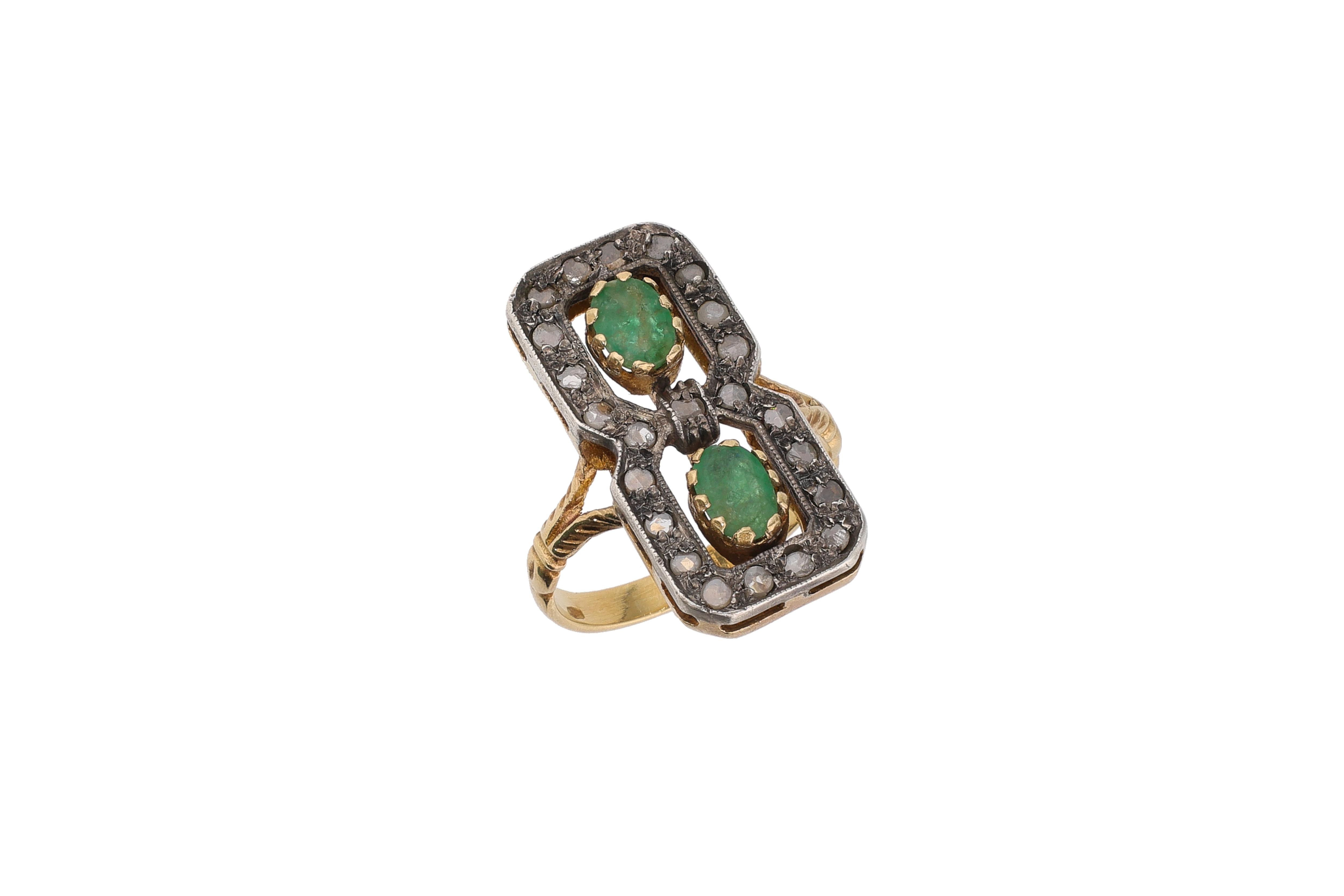 Anello con smeraldi e diamanti - Asta Preziosi