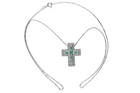 Collana e pendente a forma di croce con diamanti e smeraldi - Asta Preziosi Collana e pendente a forma di croce con diamanti e smeraldi - Asta Preziosi