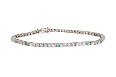 Bracciale con pietre incolore e smeraldi - Asta Preziosi Bracciale con pietre incolore e smeraldi - Asta Preziosi