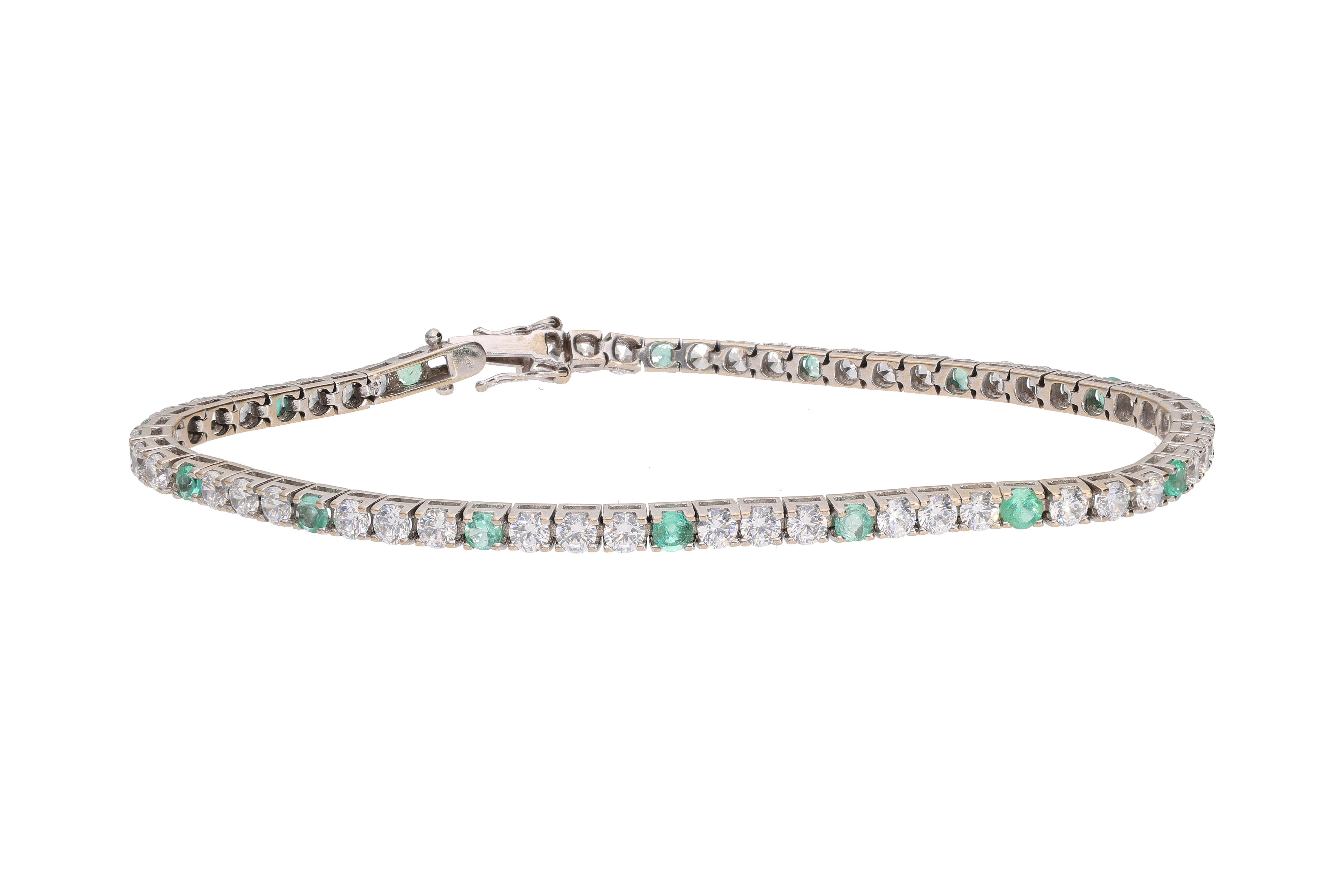 Bracciale con pietre incolore e smeraldi - Asta Preziosi