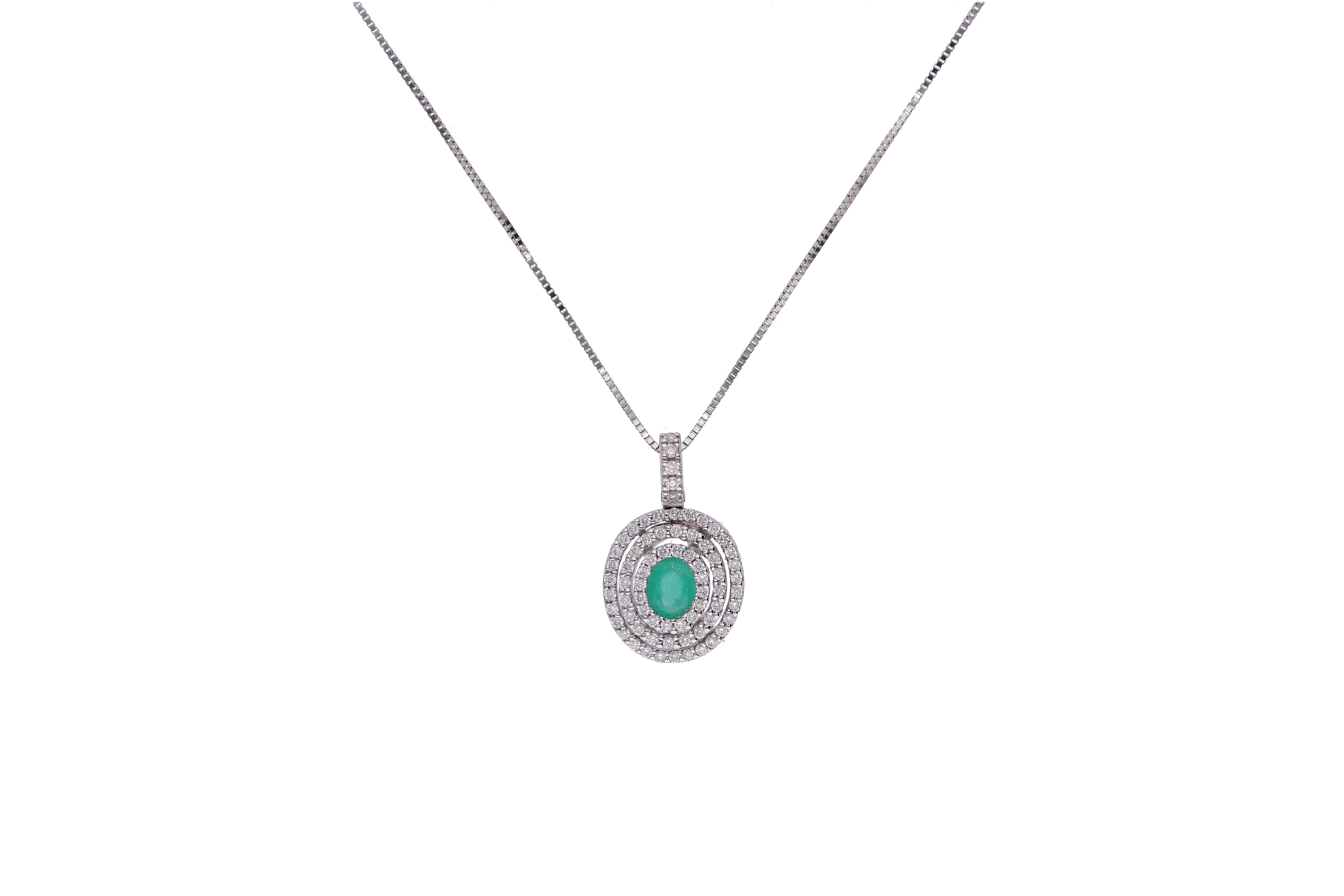 Collana e ciondolo con diamanti e smeraldo - Asta Preziosi