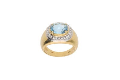 Anello con diamanti e topazio azzurro - Asta Preziosi Anello con diamanti e topazio azzurro - Asta Preziosi