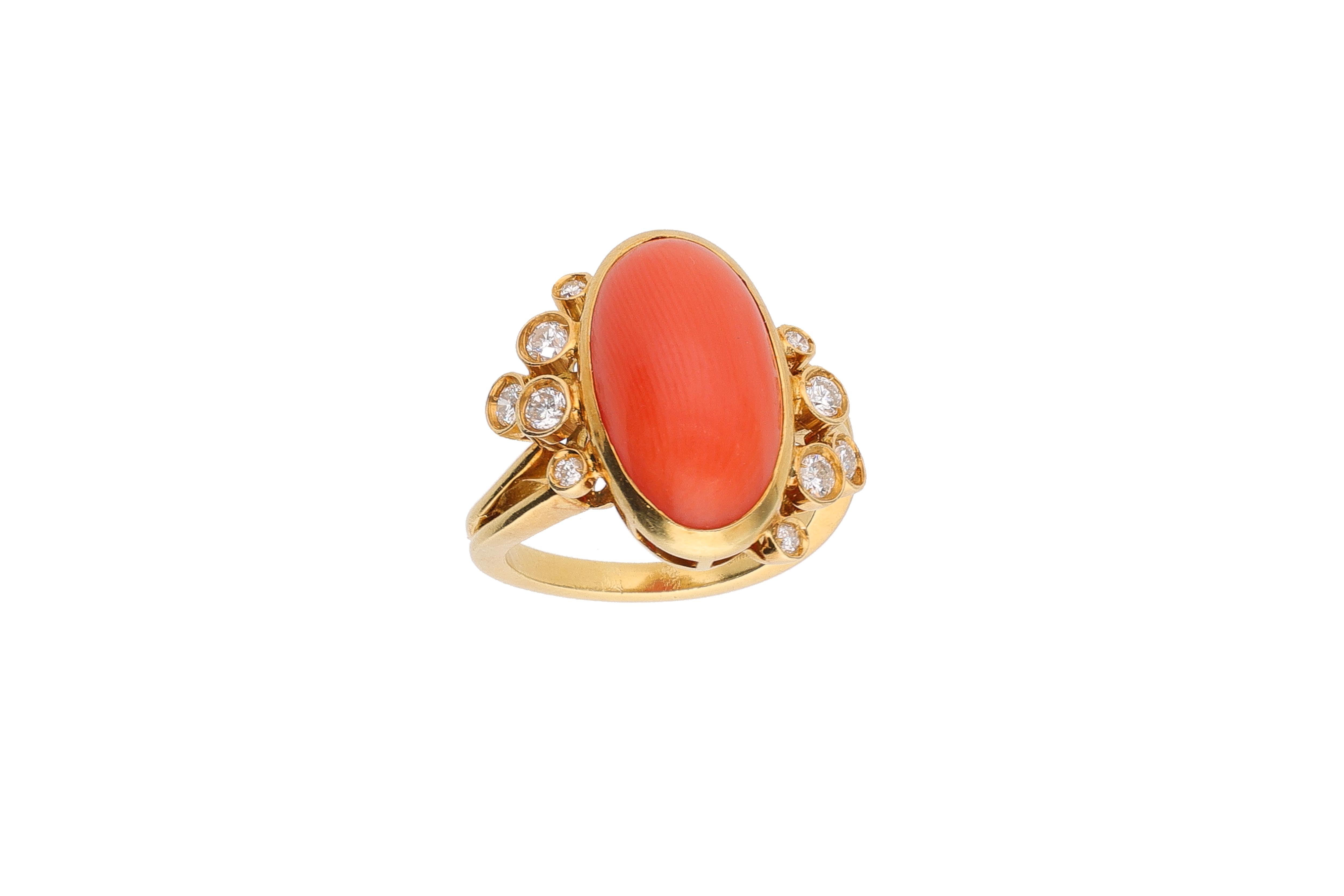 Anello con diamanti e corallo - Asta Preziosi
