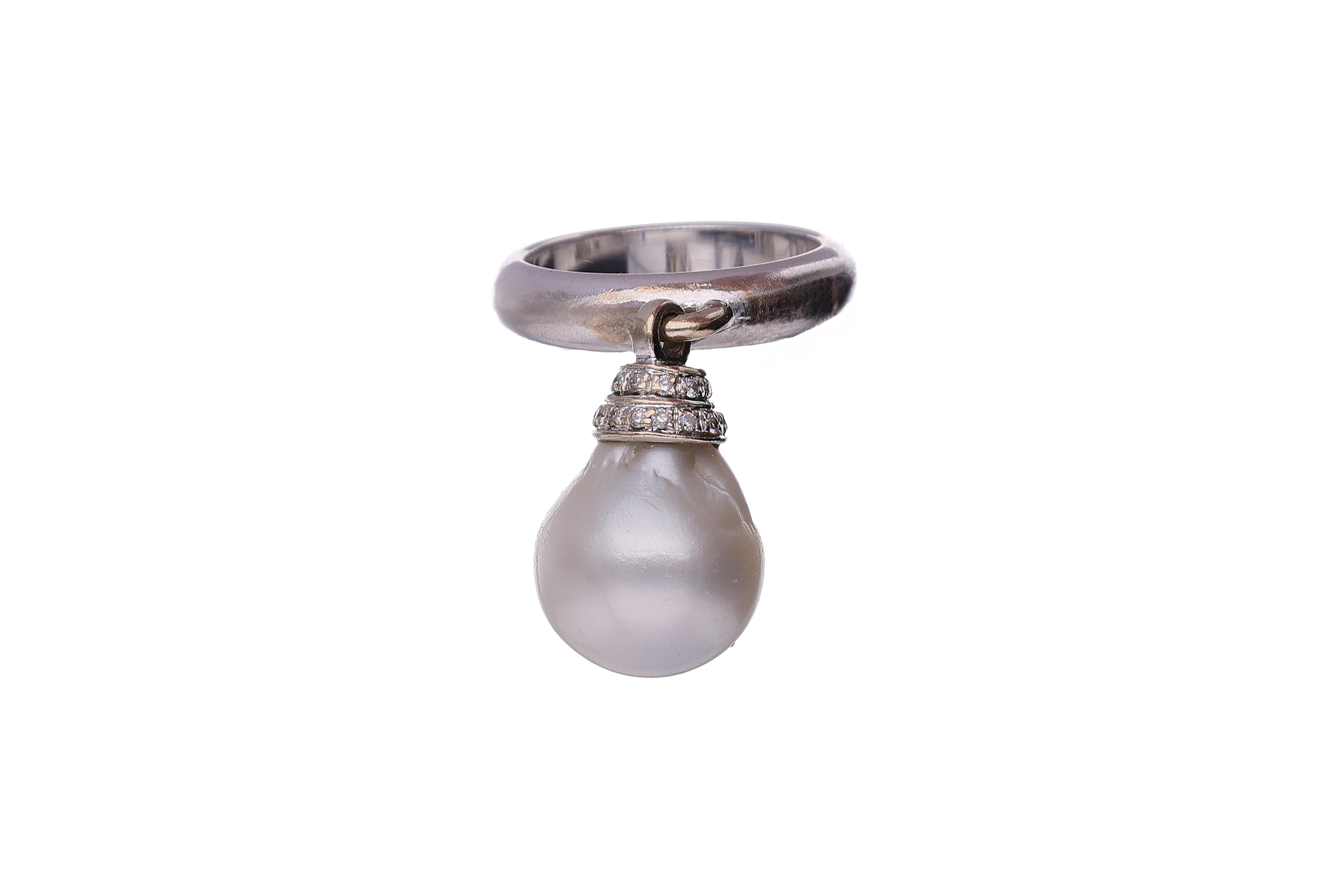 Anello con diamanti e perla coltivata - Asta Preziosi