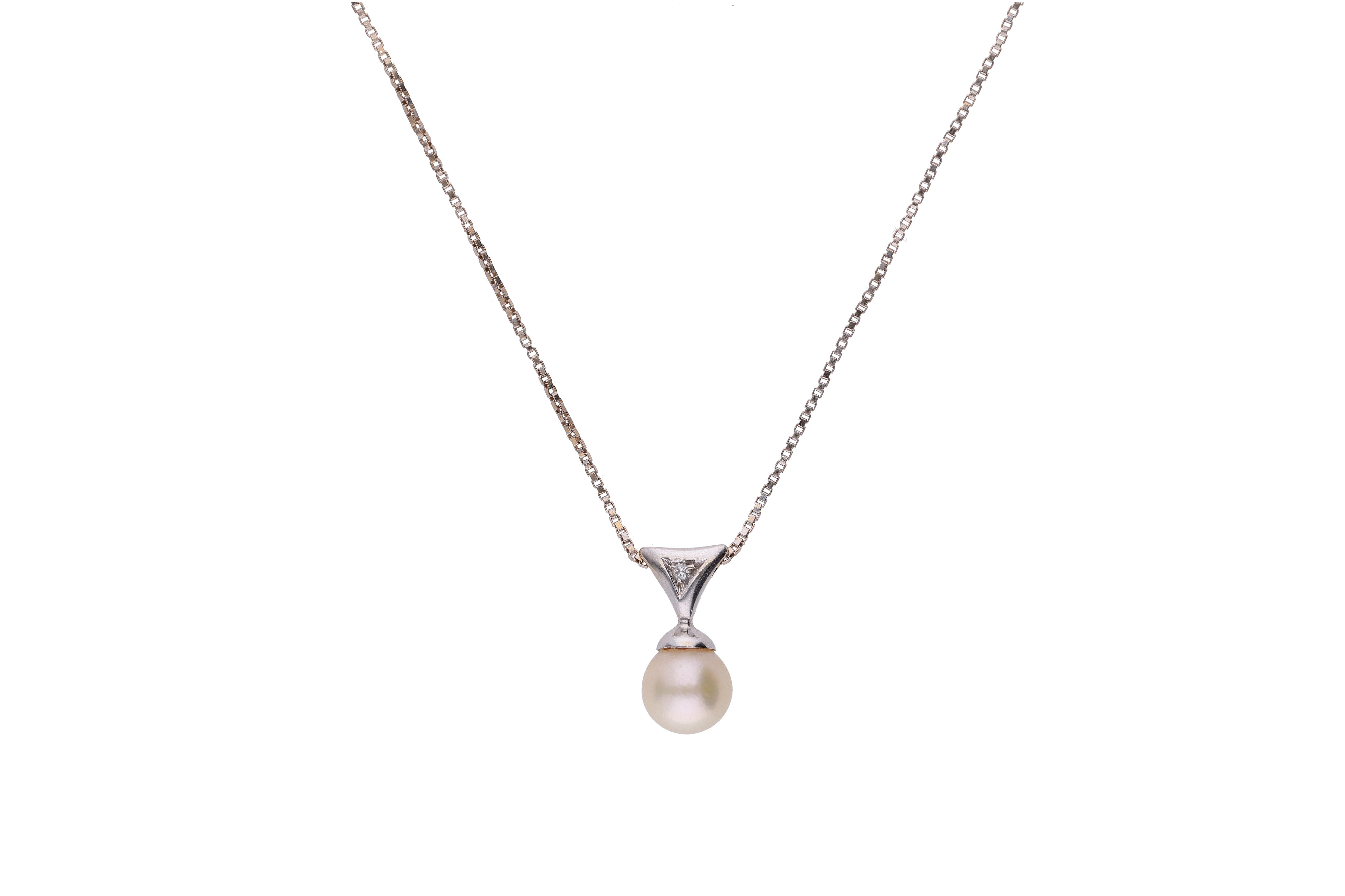 Collana e pendente con diamante e perla coltivata - Asta Preziosi