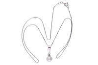 Collier e pendente con pietra incolore e perla coltivata - Asta Preziosi