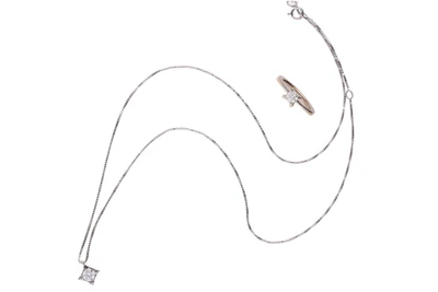 Anello e collier punto luce con diamanti - Asta Preziosi Anello e collier punto luce con diamanti - Asta Preziosi
