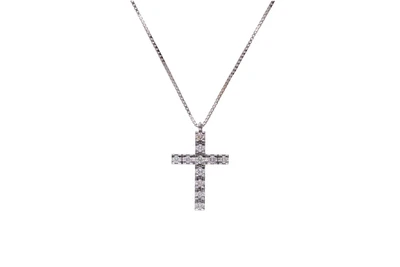 Collana e pendente a forma di croce con diamanti - Asta Preziosi
