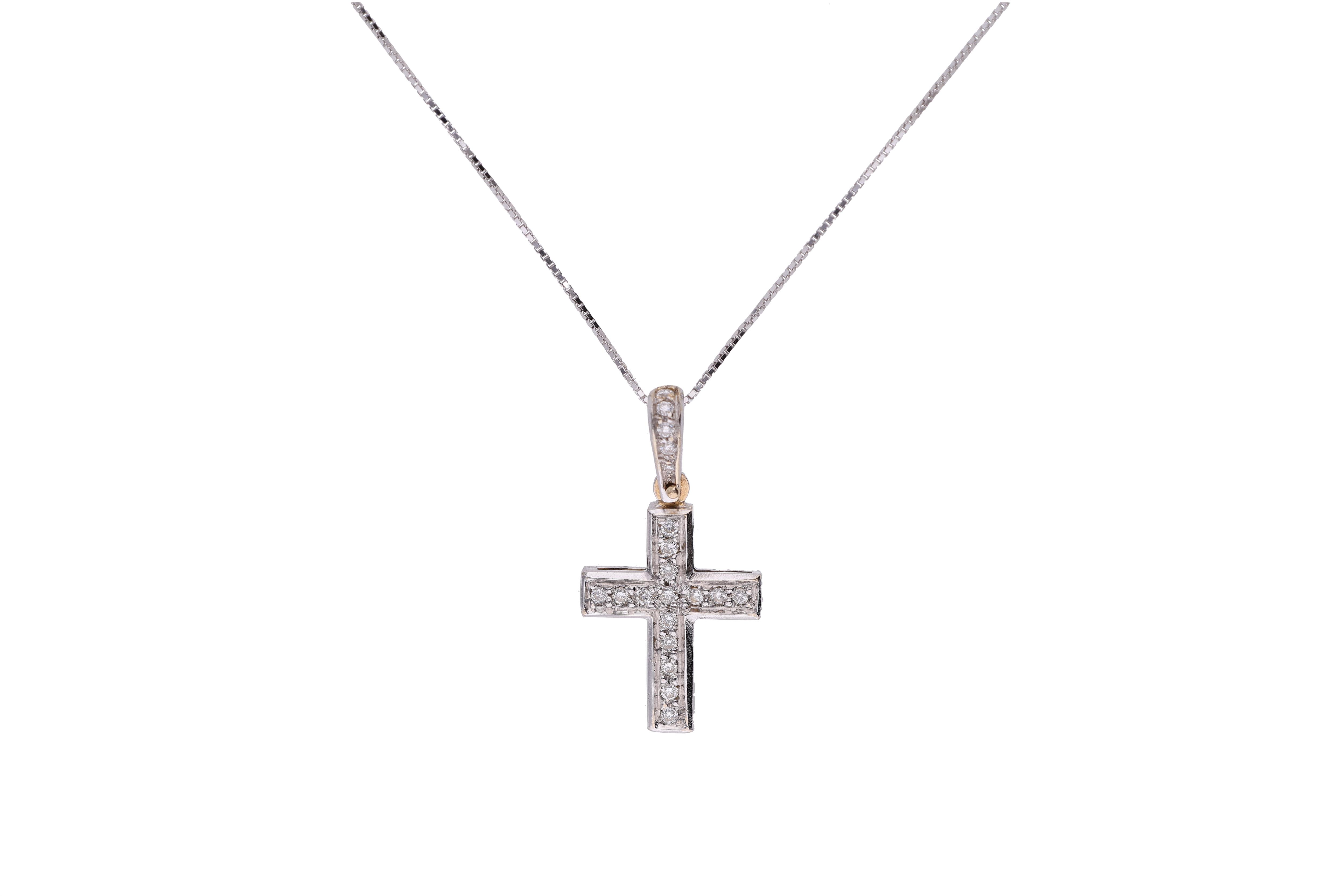 Collana e crocetta con diamanti - Asta Preziosi