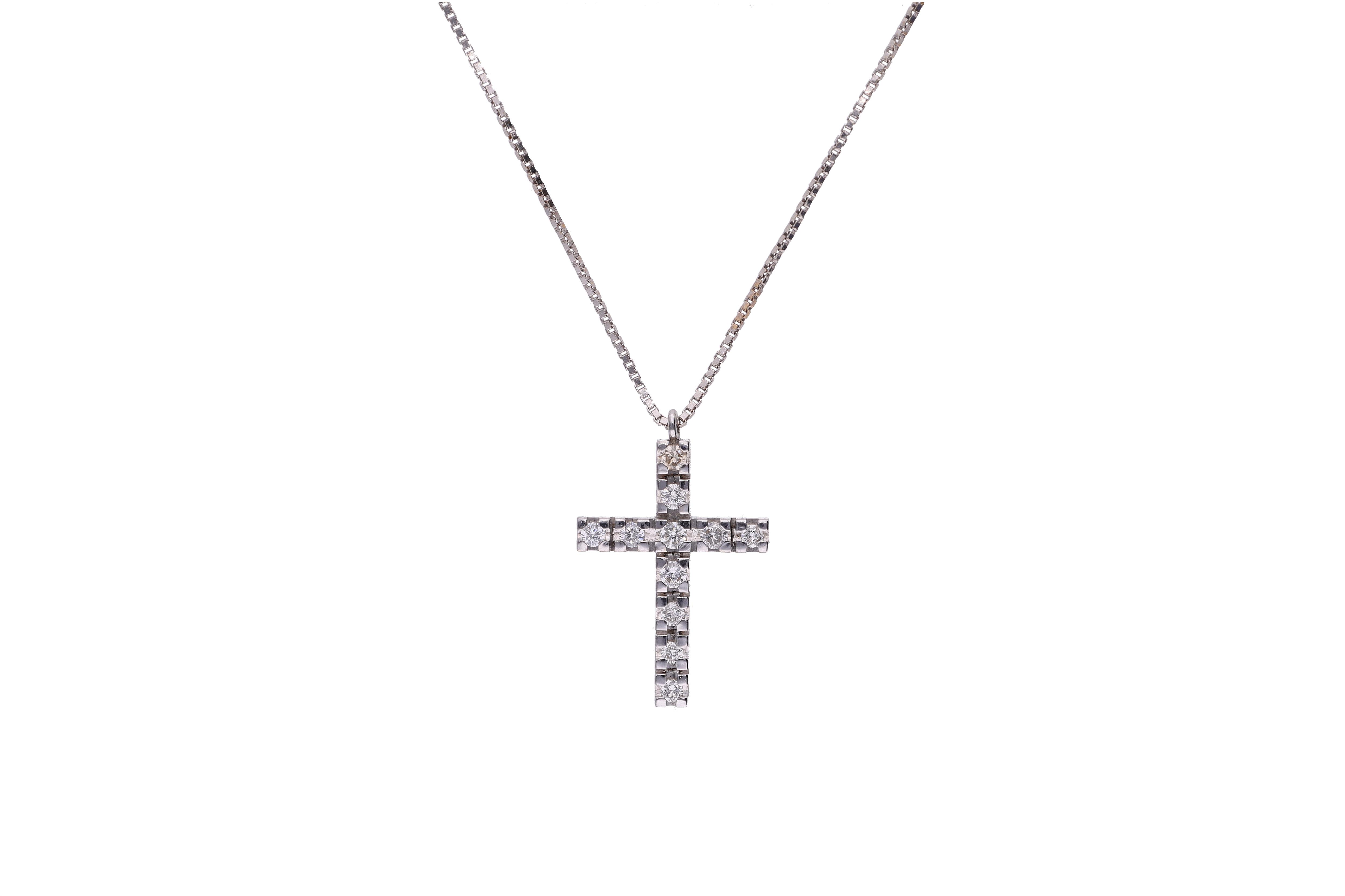Collana e pendente a forma di croce con diamanti - Asta Preziosi