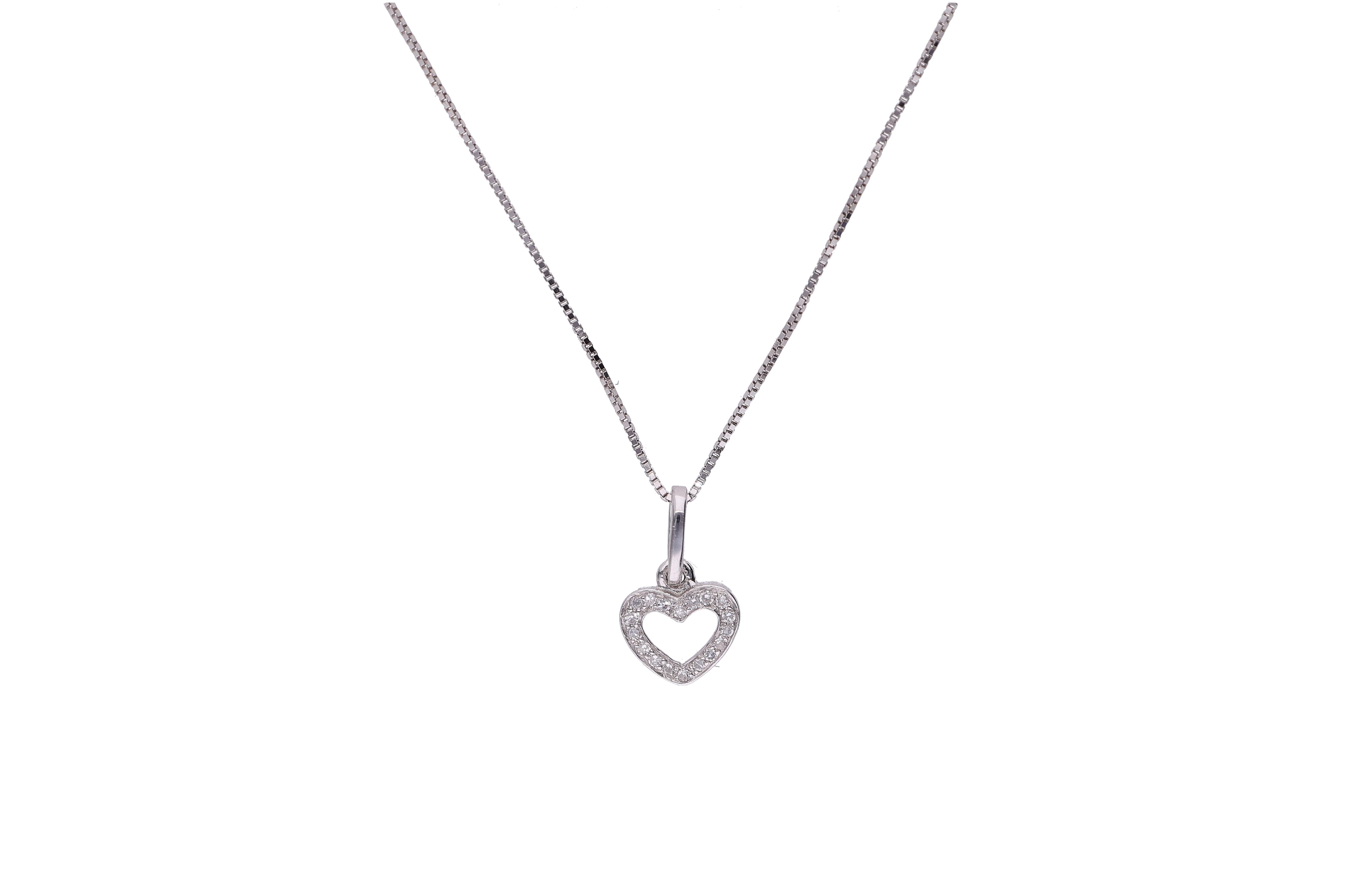 Collana e pendente a forma di cuore con diamanti - Asta Preziosi