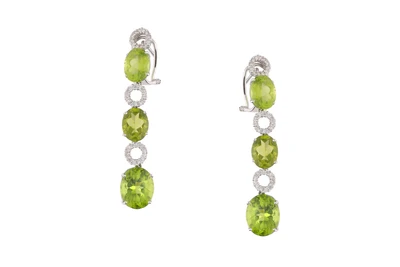 Paio di orecchini pendenti con diamanti e olivine - Asta Preziosi Paio di orecchini pendenti con diamanti e olivine - Asta Preziosi