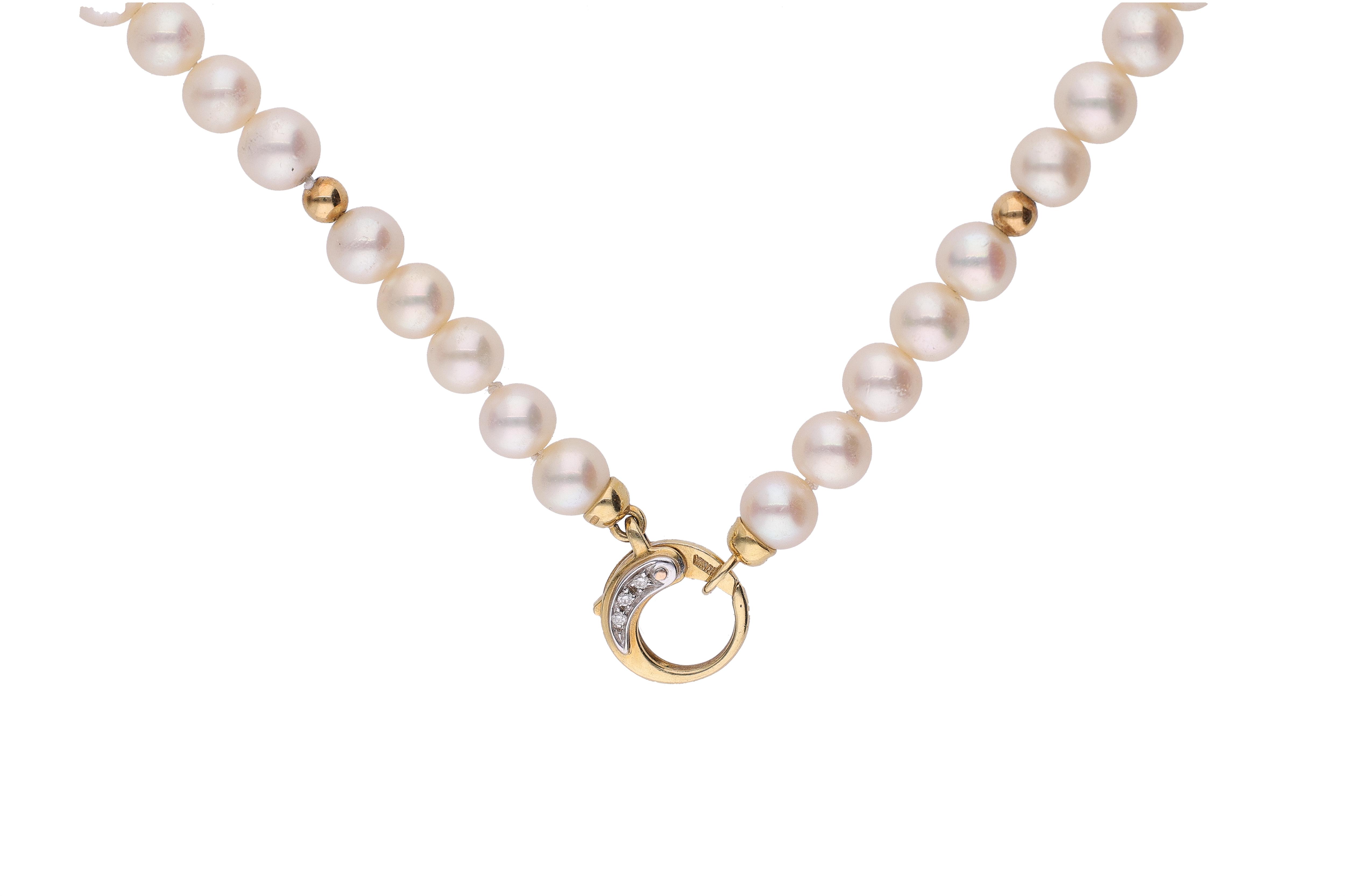 Collana di perle coltivate con diamanti - Asta Preziosi