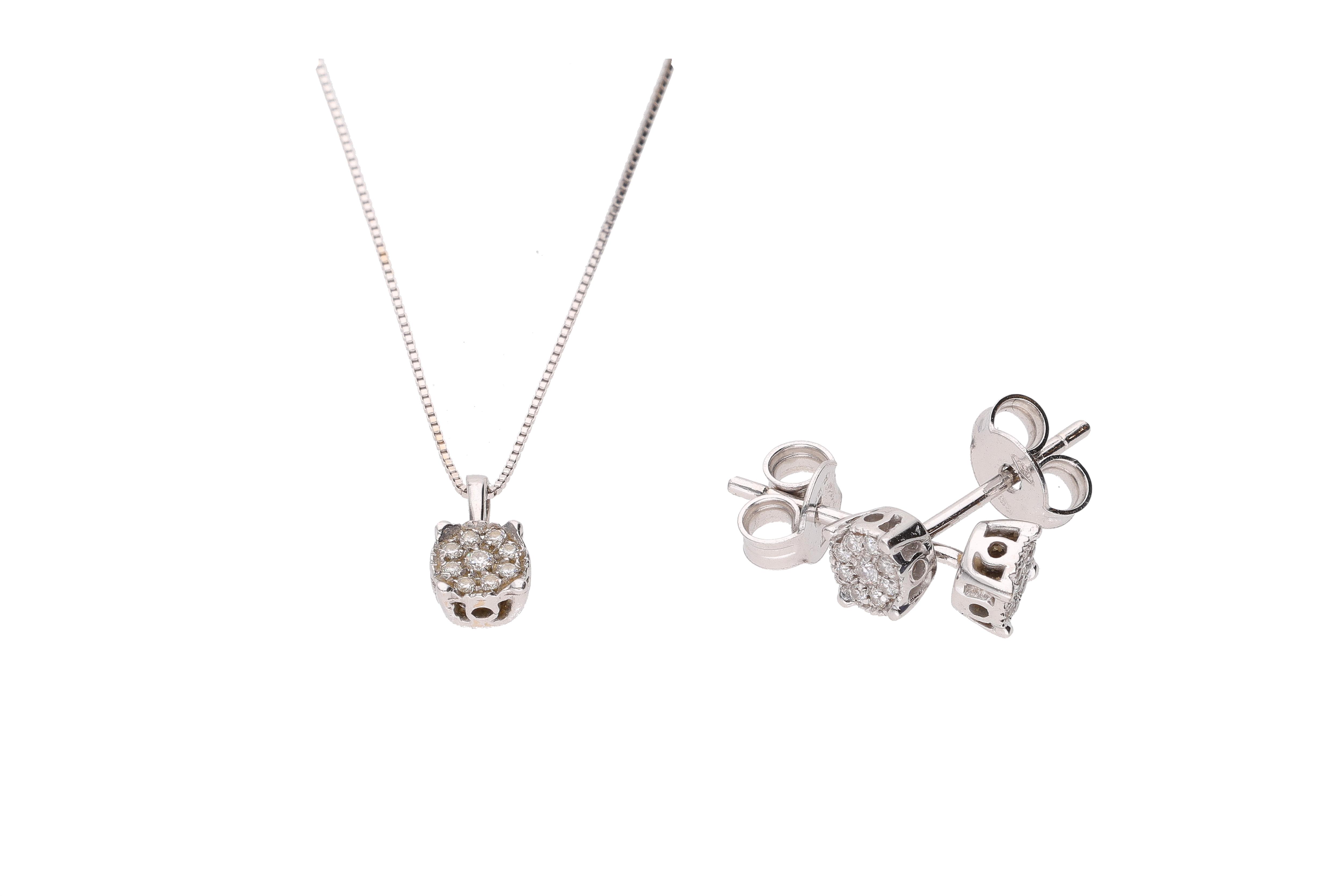 Collier e paio di orecchini con piccoli diamanti - Asta Preziosi