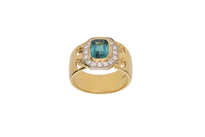 Anello con pietra e diamanti - Asta Preziosi