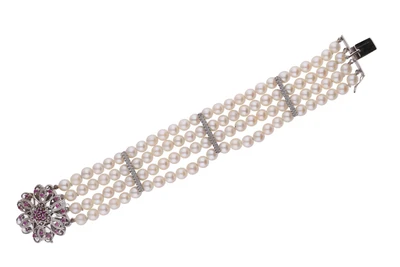 Bracciale di perle e rubini - Asta Preziosi