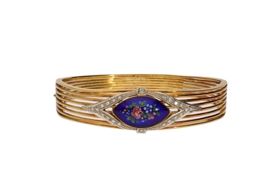 Bracciale rigido con diamanti e smalti - Asta Preziosi