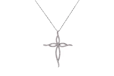 Collana e pendente a forma di croce con diamanti - Asta Preziosi