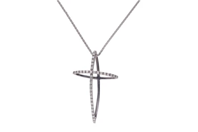 Collana e pendente a forma di croce con diamanti - Asta Preziosi