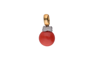 Pendente con diamanti e corallo - Asta Preziosi