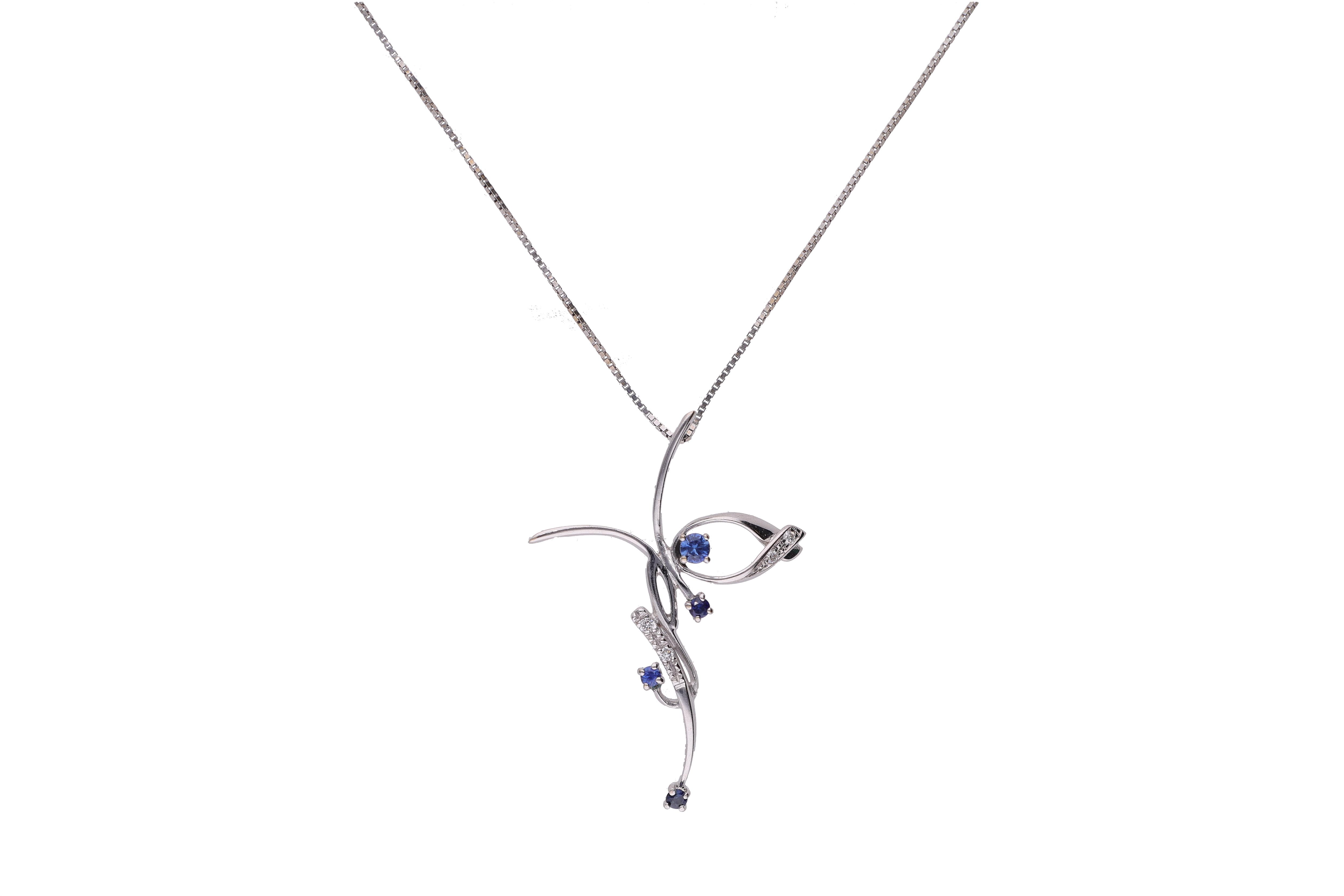 Collana con pendente di diamanti e zaffiri - Asta Preziosi