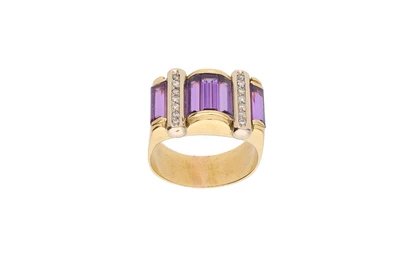 Anello con diamanti e pietre viola - Asta Preziosi Anello con diamanti e pietre viola - Asta Preziosi