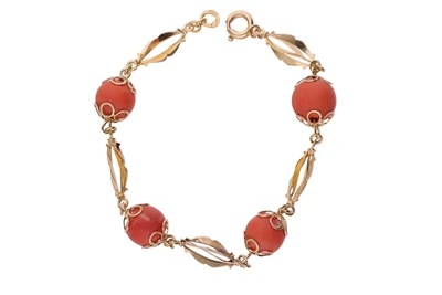 Bracciale con sfere di corallo - Asta Preziosi Bracciale con sfere di corallo - Asta Preziosi