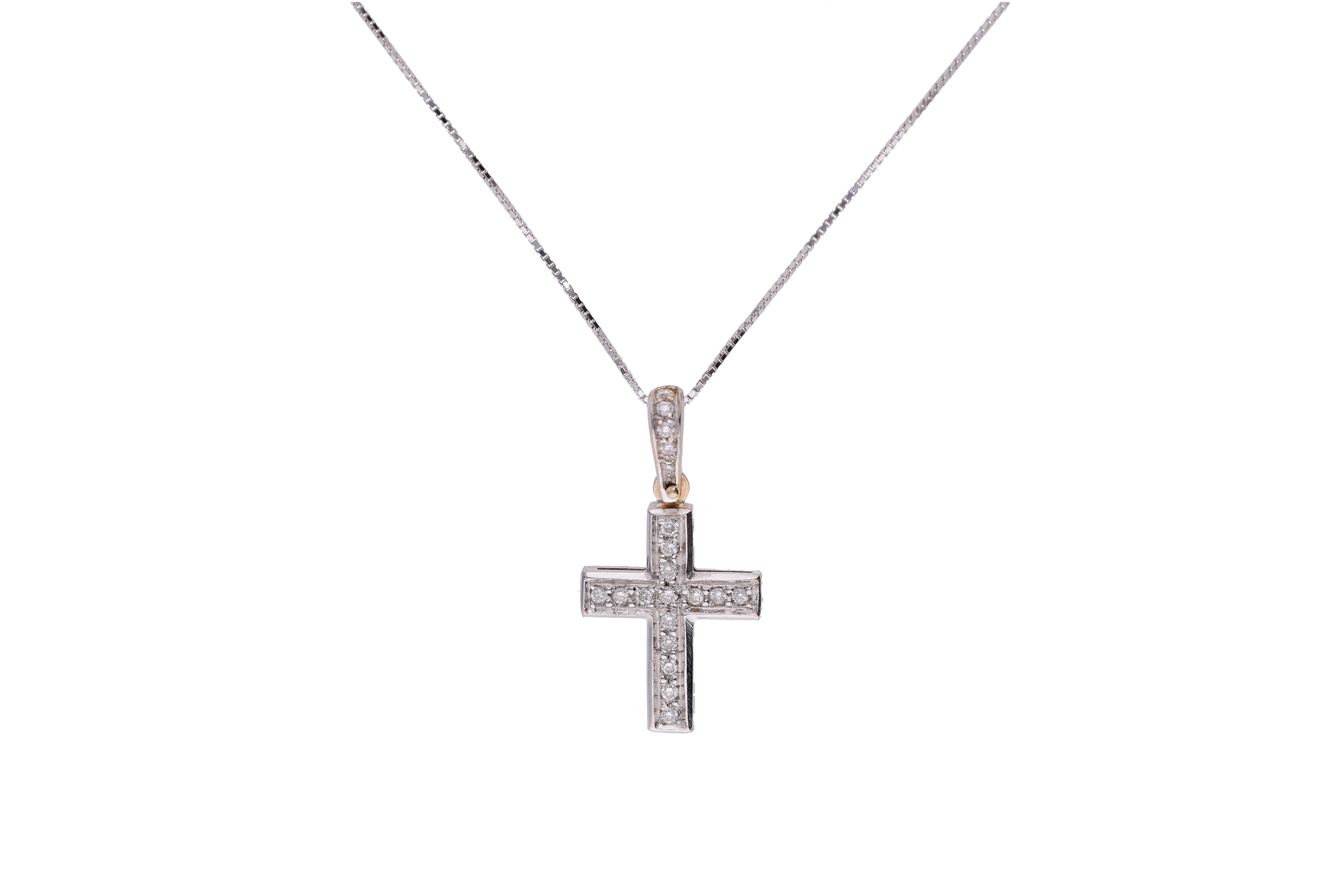 Collana e crocetta con diamanti - Asta Preziosi