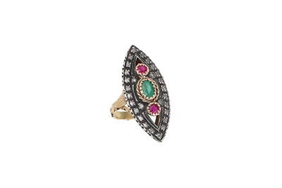 Anello con Smeraldo, rubini e diamanti - Asta Preziosi Anello con Smeraldo, rubini e diamanti - Asta Preziosi