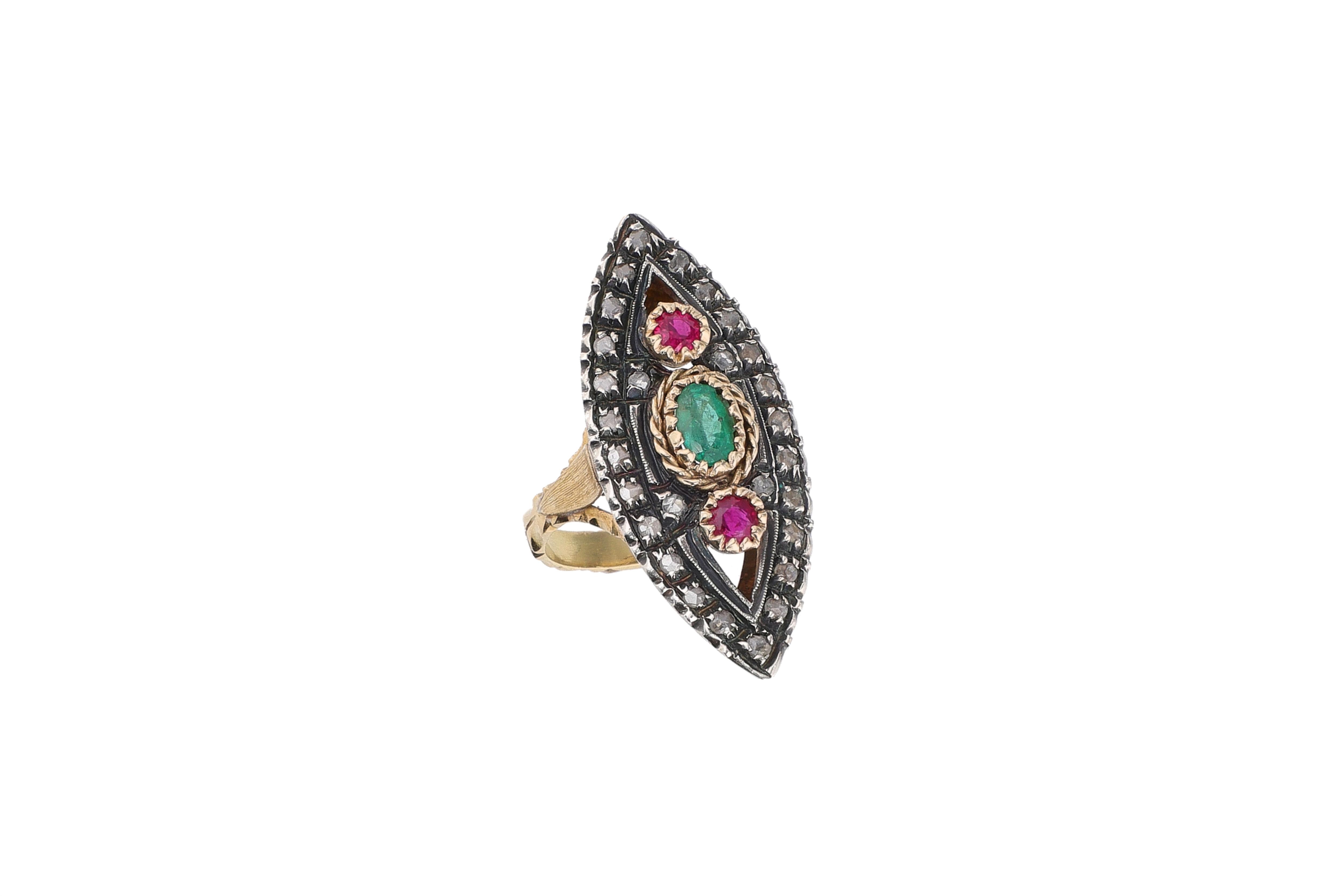 Anello con Smeraldo, rubini e diamanti - Asta Preziosi Anello con Smeraldo, rubini e diamanti - Asta Preziosi