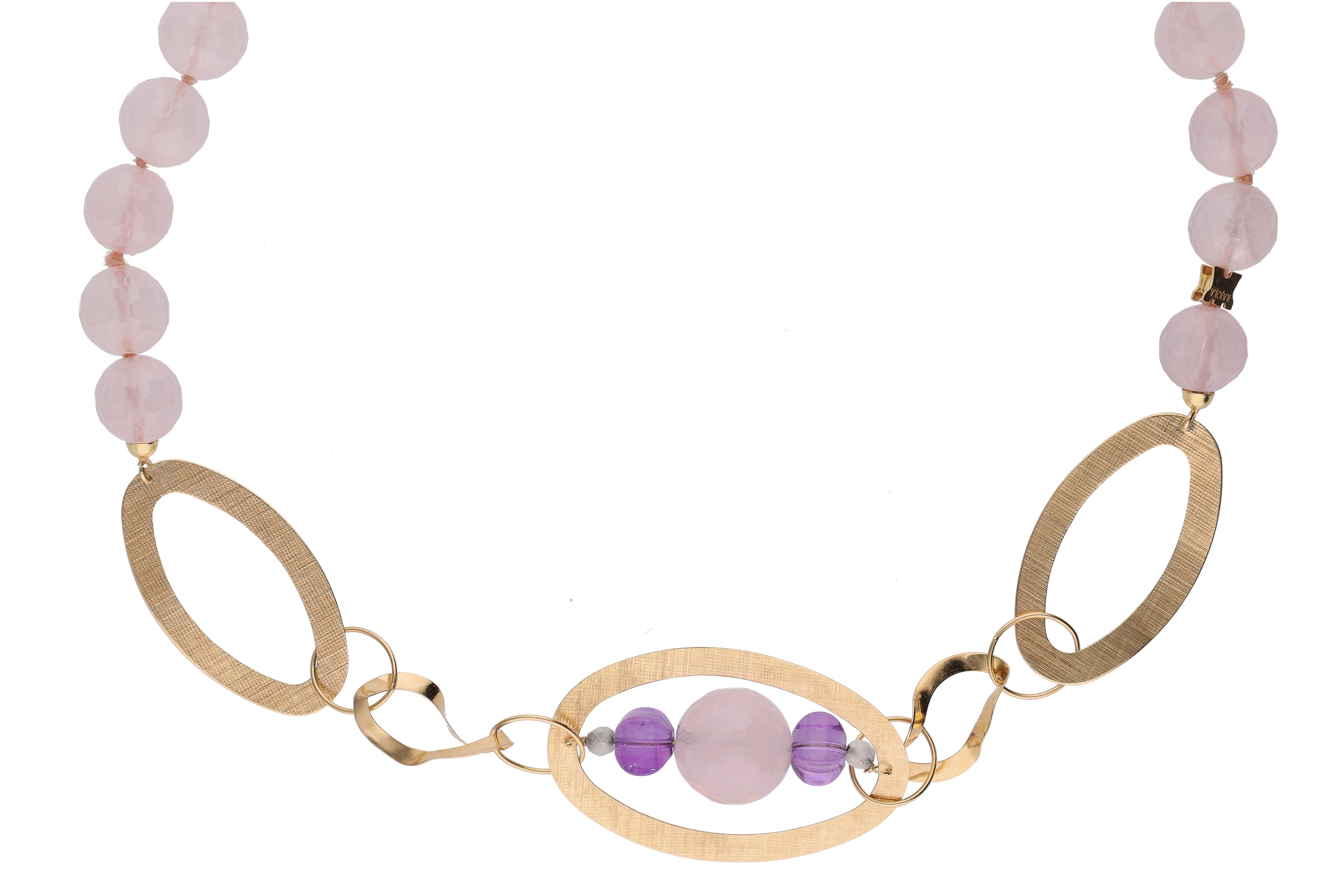 Rajola, collana con quarzi, ametiste, tormaline e pietre - Asta Preziosi