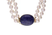 Collana di perle d'acqua dolce e pietra blu - Asta Preziosi